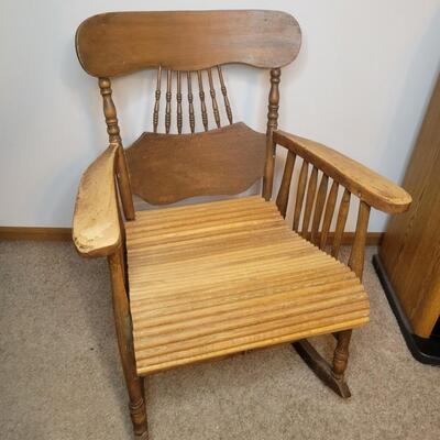 ANTIQUE ECLECTIC WOODEN ROCKING CHAIR