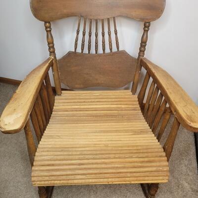 ANTIQUE ECLECTIC WOODEN ROCKING CHAIR