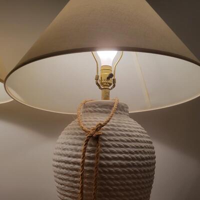 AMAZING TAUPE TEXTURED TABLE LAMP SET