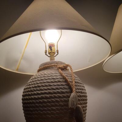 AMAZING TAUPE TEXTURED TABLE LAMP SET