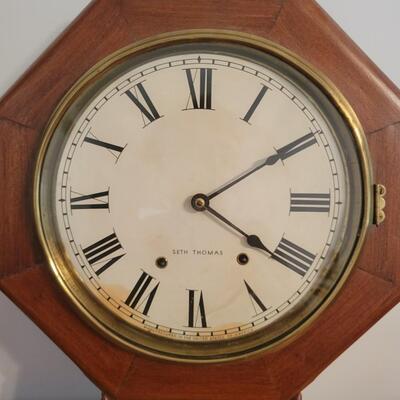 ANTIQUE SET THOMAS "REGULATOR" WALL HANGING CLOCK
