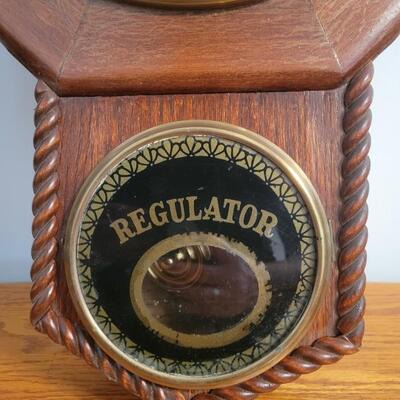 ANTIQUE SET THOMAS "REGULATOR" WALL HANGING CLOCK