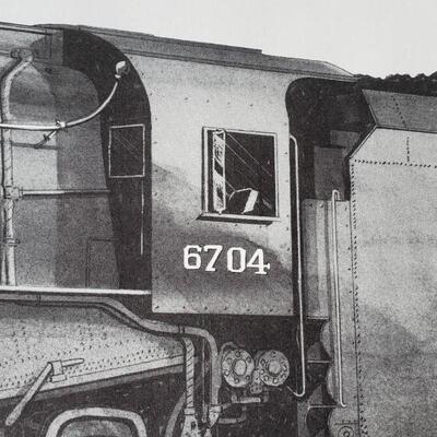 Dual Purpose Engine 6704 Train print Alvin Staufer copyright 1969