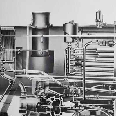 Train Schematic vintage print, 3 feet long!