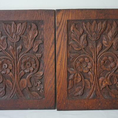 PAIR OF EARLY 1900'S CARVED WOODEN PANELS