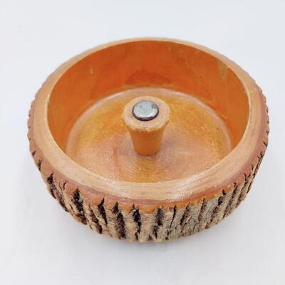 VINTAGE WOOD NUT CRACKING BOWL W/ TOOLS