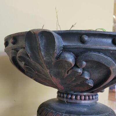 Lot 6: Spanish Revival Style Plaster Urn With Bird & Nest