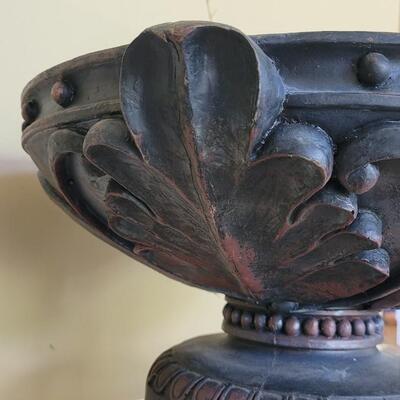 Lot 6: Spanish Revival Style Plaster Urn With Bird & Nest