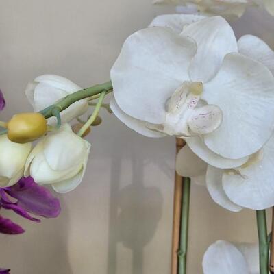 Lot 10: (2) Large Faux Orchid Potted Plants