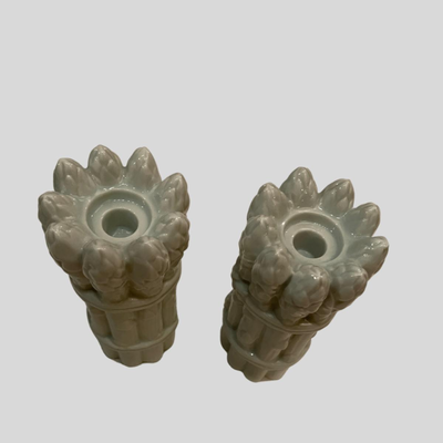 1970s White Asparagus Vegetable Candleholders