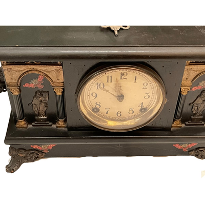 Sessions Mantle Clock with Two Bronze and Marble Compoteâ€™s