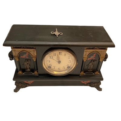 Sessions Mantle Clock with Two Bronze and Marble Compoteâ€™s