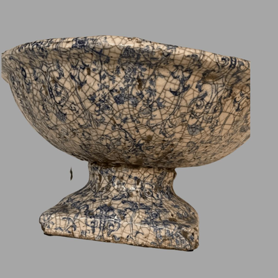 Marble Blue and White Bowl with Gorgeous Flowers