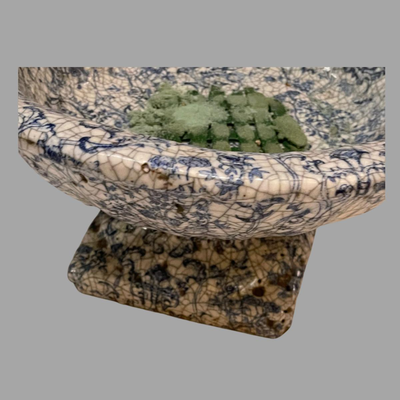 Marble Blue and White Bowl with Gorgeous Flowers