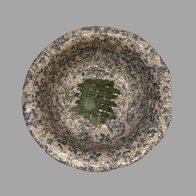 Marble Blue and White Bowl with Gorgeous Flowers