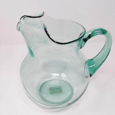 VINTAGE CRISA GLASS PITCHER W/ 4 LARGE GOBLETS