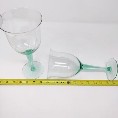 VINTAGE CRISA GLASS PITCHER W/ 4 LARGE GOBLETS