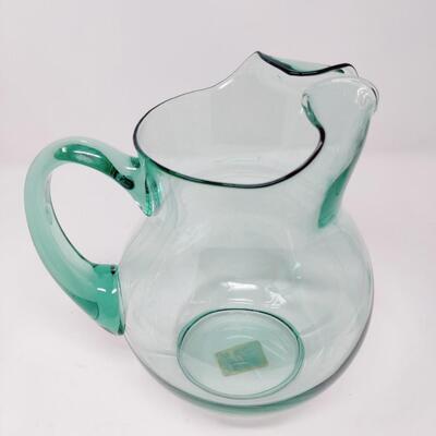 VINTAGE CRISA GLASS PITCHER W/ 4 LARGE GOBLETS