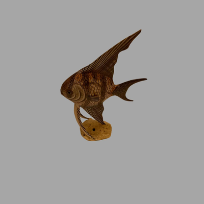 Hand Carved Wood Angelfish Sculpture