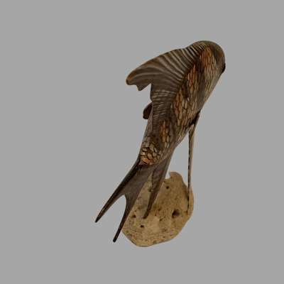 Hand Carved Wood Angelfish Sculpture