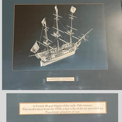 Collection of 12 Photographs of the Model Ships Prisoners of War Made Out of Bone in England Prisons