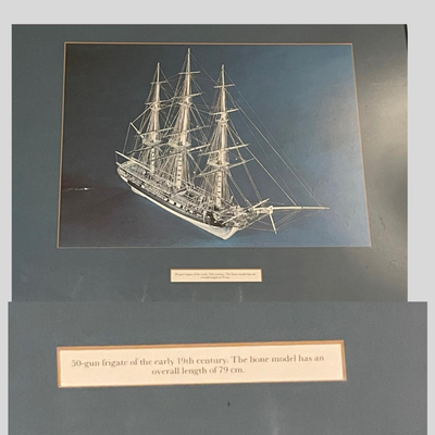 Collection of 12 Photographs of the Model Ships Prisoners of War Made Out of Bone in England Prisons