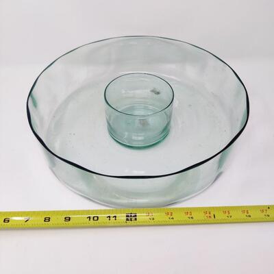 VINTAGE GLASS CHIPS AND DIP BOWL SET