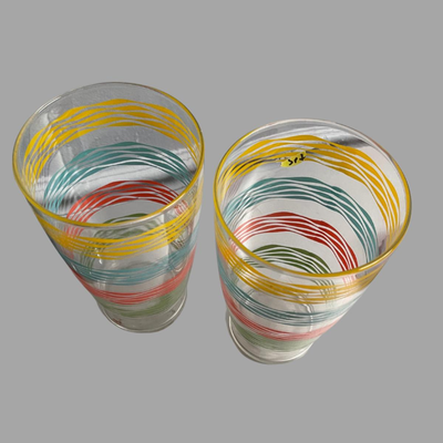 Two Vintage Rainbow Glass Tumblers