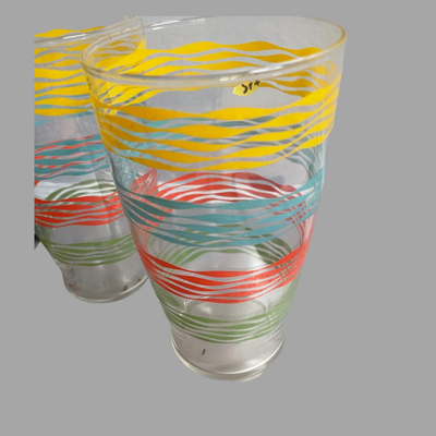 Two Vintage Rainbow Glass Tumblers