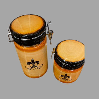 Two New Hollywood Casino Fleur de Lis Canister Set