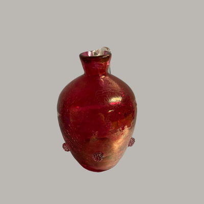 Antique Cranberry Crackle Glass Hand Blown Jug