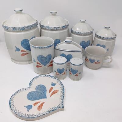 BLUE HEART STONEWARE JAPAN LOT