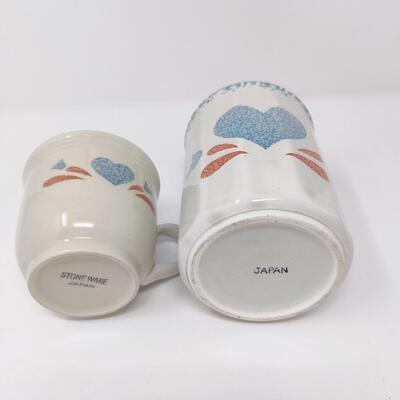 BLUE HEART STONEWARE JAPAN LOT
