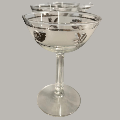 Vintage Libby Glass Company Silver Leaf Glass Set of 10
