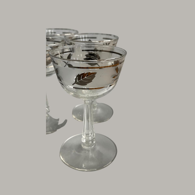 Vintage Libby Glass Company Silver Leaf Glass Set of 10