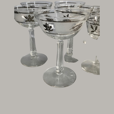 Vintage Libby Glass Company Silver Leaf Glass Set of 10