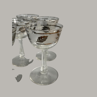 Vintage Libby Glass Company Silver Leaf Glass Set of 10