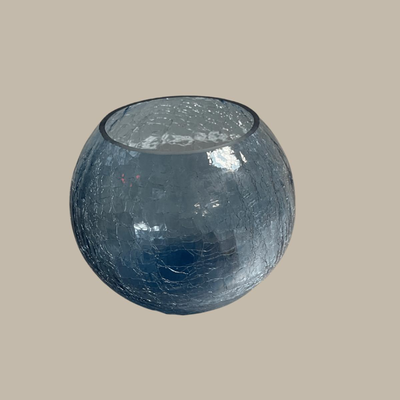 Vintage Blue Crackle Glass Bowl or Vase