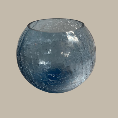 Vintage Blue Crackle Glass Bowl or Vase