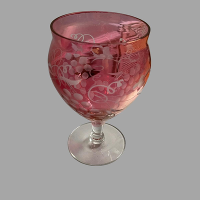 Vintage Cranberry Glass Wine Glass