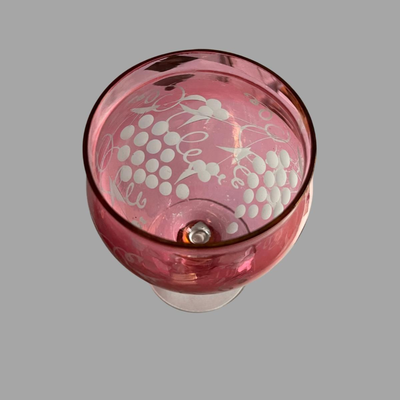Vintage Cranberry Glass Wine Glass