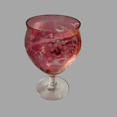 Vintage Cranberry Glass Wine Glass