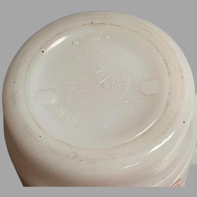 Vintage Fire King Anchor Hocking White Milk Glass Red Polka Dot Lace Mug