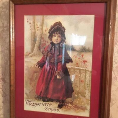 Framed Art Print / Williamantic Thread Victorian Child in Red