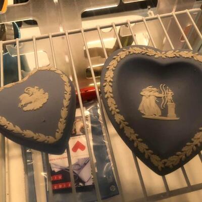 Blue Wedgewood Heart Shape Trinket Box and Tray