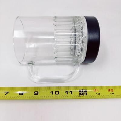 PAIR OF LIGHTED GLASS BEER MUGS