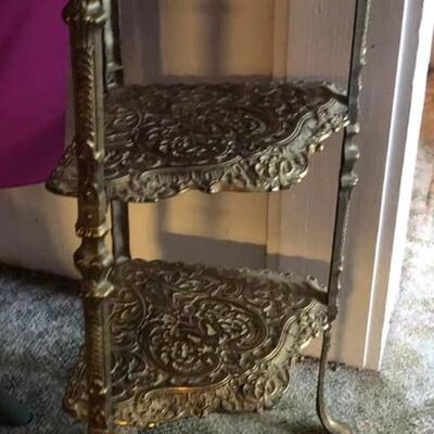 Vintage Art Nouveau 1908 Brass Three Tier Shelf