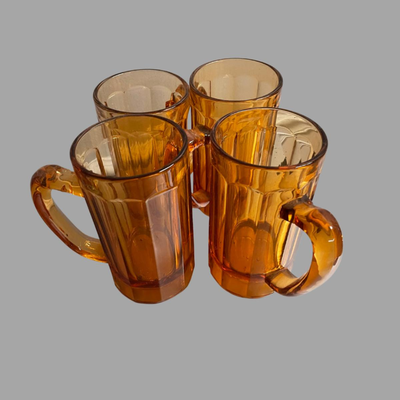Four Vintage Hazelware Mt. Vernon Amber Mugs