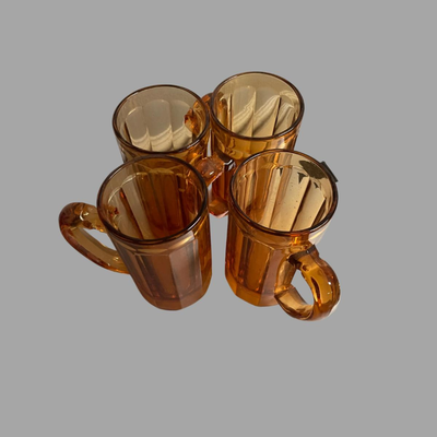 Four Vintage Hazelware Mt. Vernon Amber Mugs