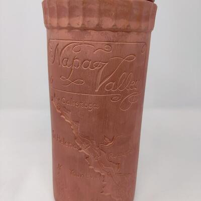 NAPA VALLEY WINE CROCK W/ 4 WINE GLASSES